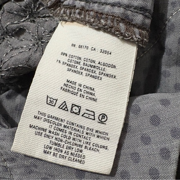 Anthropologie Pilcro Letterpress Hyphen Embroidered Gray Skinny Jeans Sz 27 - Picture 11 of 15